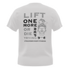 Female Skull Lift One More Rep or Die Trying T-Shirt - Grey Back Design