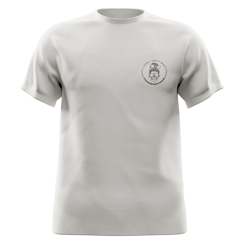 Female Skull Lift One More Rep or Die Trying T-Shirt - Grey Back Design