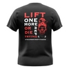 Female Skull Lift One More Rep or Die Trying T-Shirt - Red Back Design