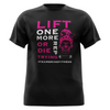 Female Skull Lift One More Rep or Die Trying T-Shirt - Pink Front Design