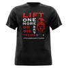 Female Skull Lift One More Rep or Die Trying T-Shirt - Red Front Design
