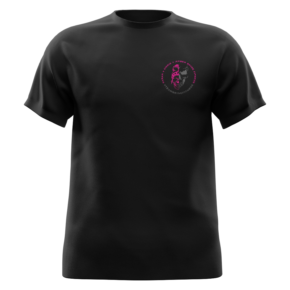 Female Skull Lift One More Rep or Die Trying T-Shirt - Pink Back Design
