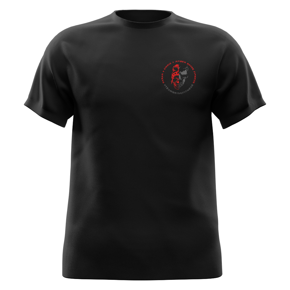 Female Skull Lift One More Rep or Die Trying T-Shirt - Red Back Design
