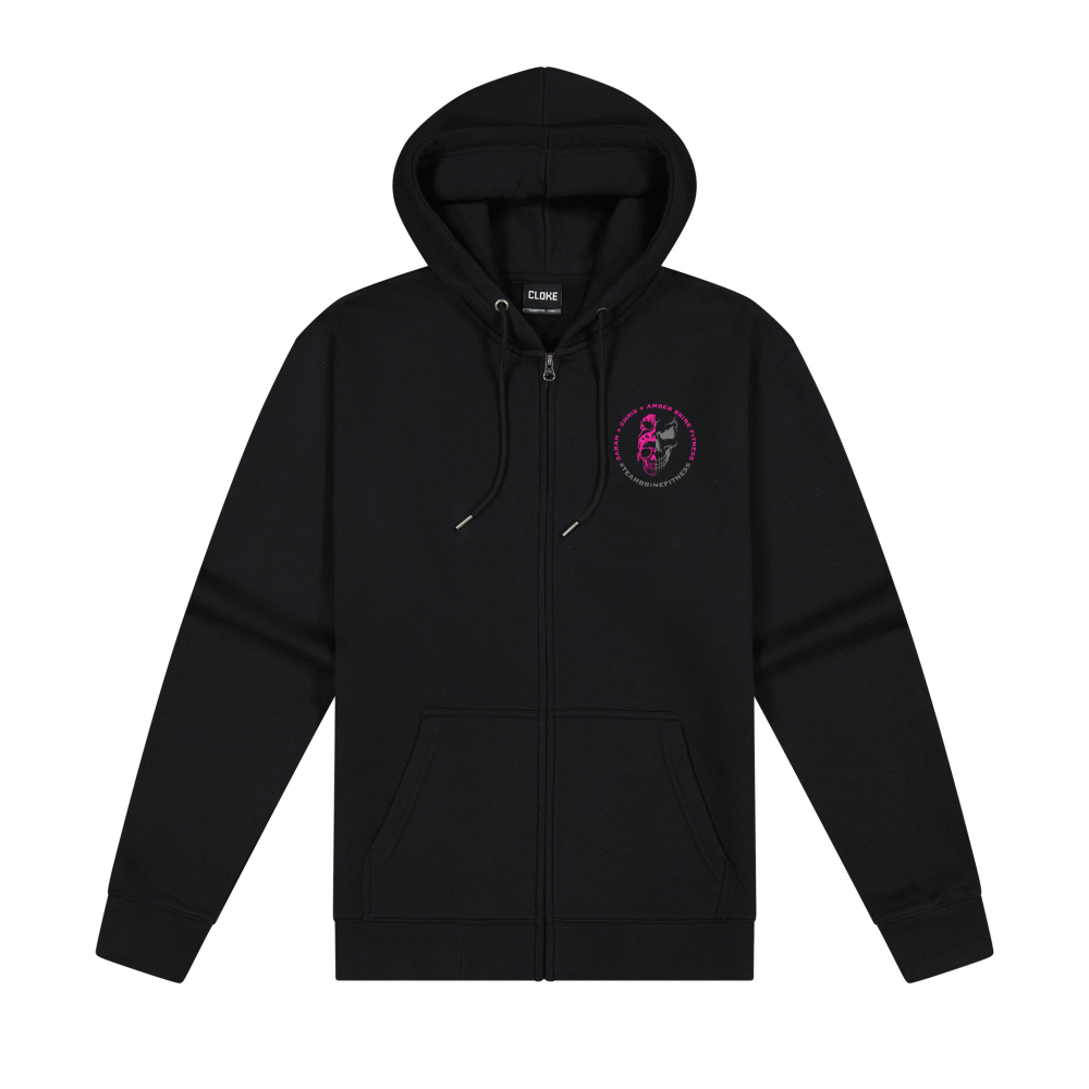 Female Skull Lift One More Rep or Die Trying Zip Hoodie - Pink Back Design