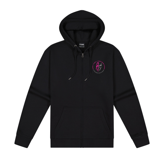 Female Skull Lift One More Rep or Die Trying Zip Hoodie - Pink Back Design