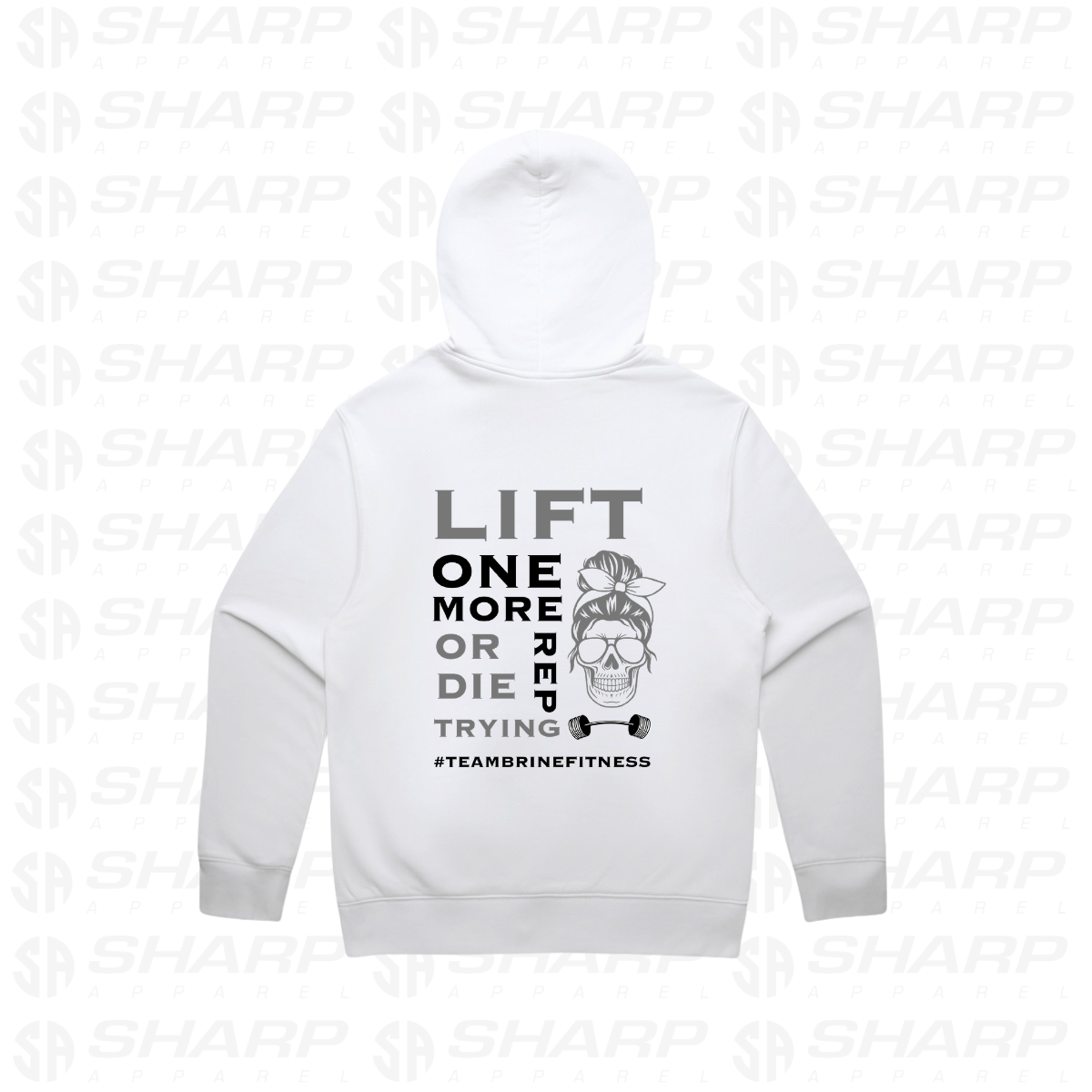 Female Skull Lift One More Rep - White - Adults Hoodie