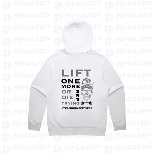 Female Skull Lift One More Rep - White - Adults Hoodie