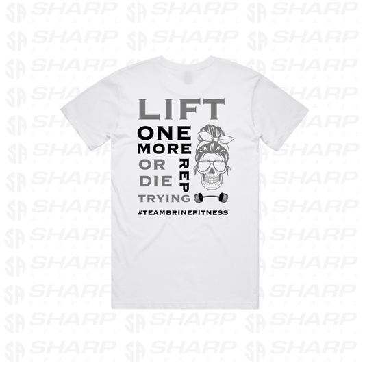 Female Skull Lift One More Rep - White - Adults Tee