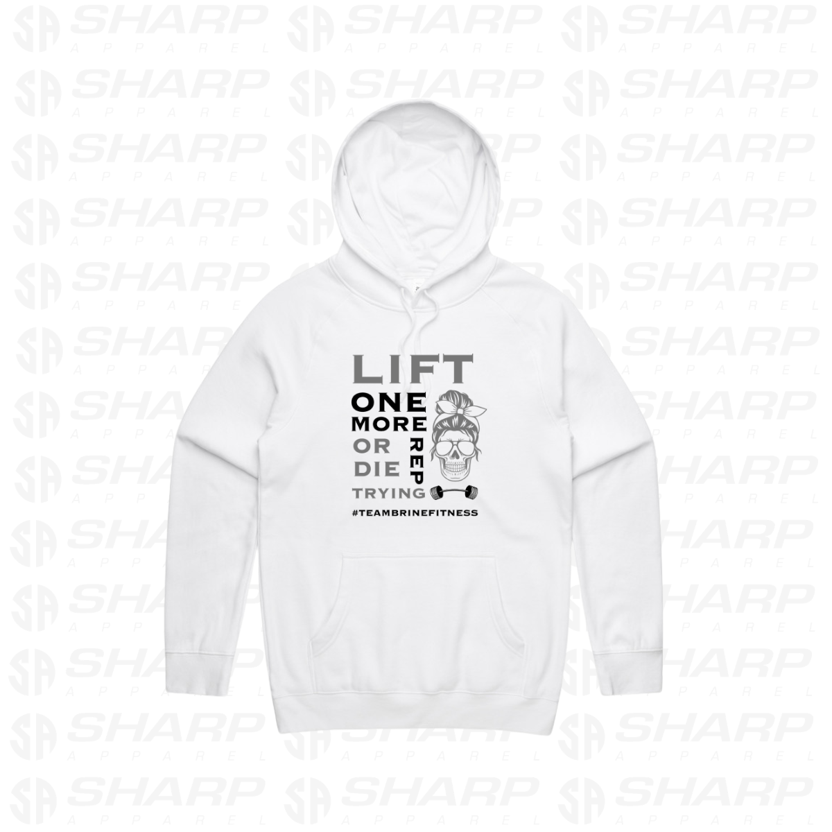 Female Skull Lift One More Rep - White - Front Design - Adults Hoodie