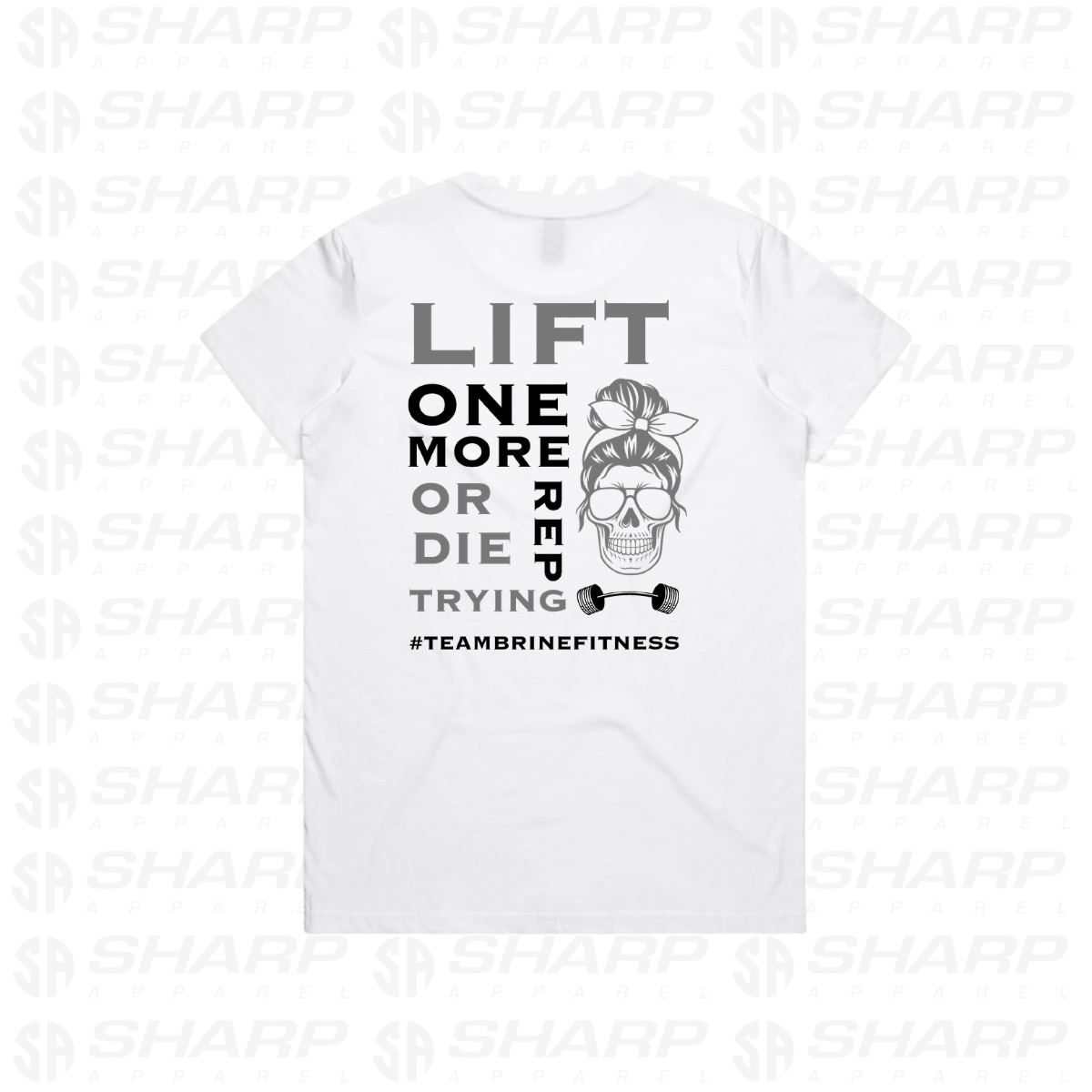 Female Skull Lift One More Rep or Die Trying White - Women's Tee
